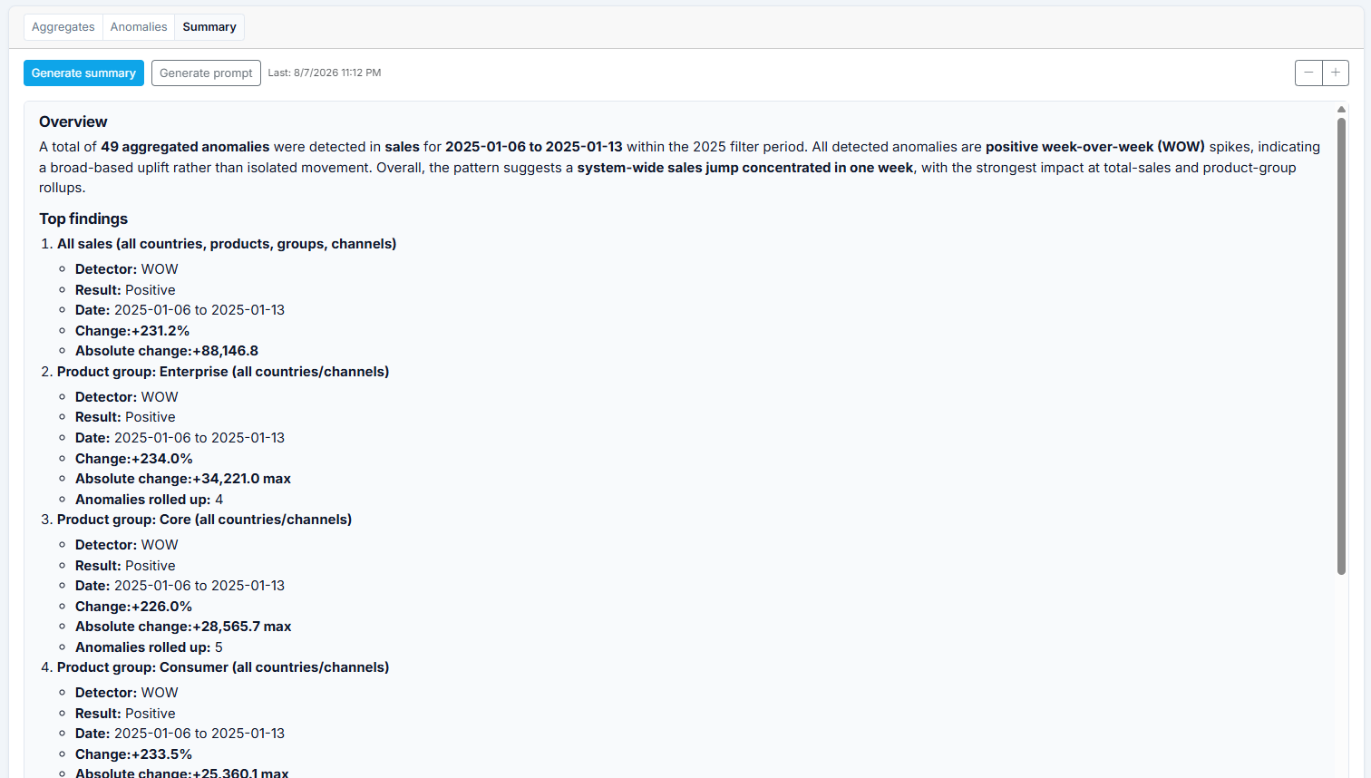Summary tab
