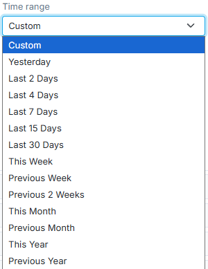 Time range options