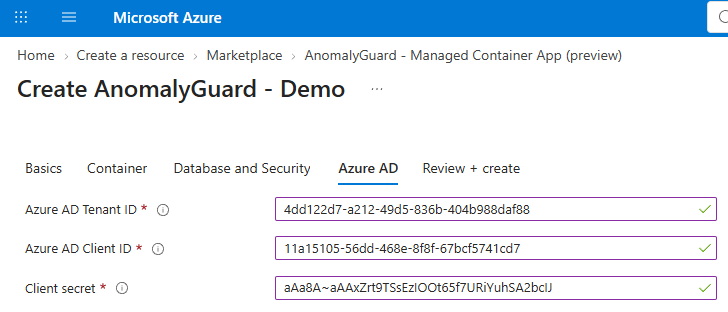 Azure AD tab