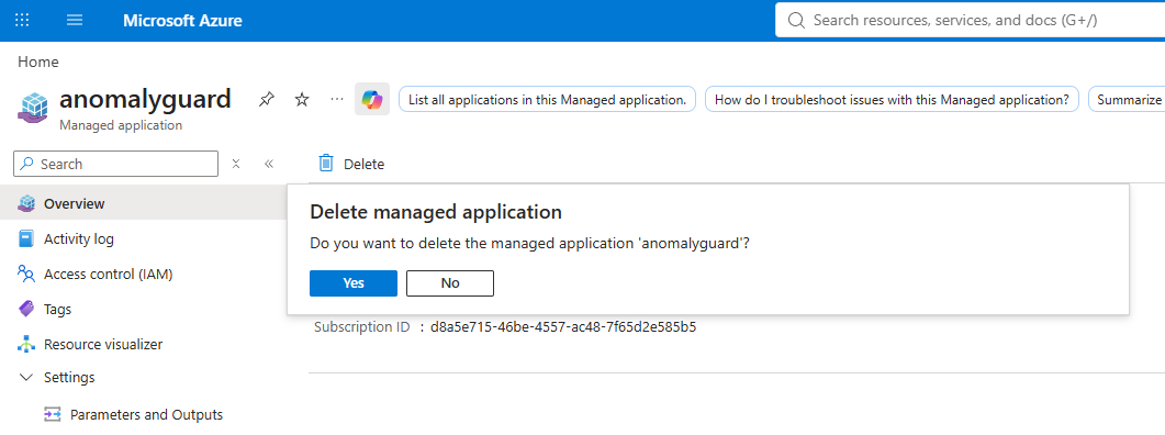 Delete managed application