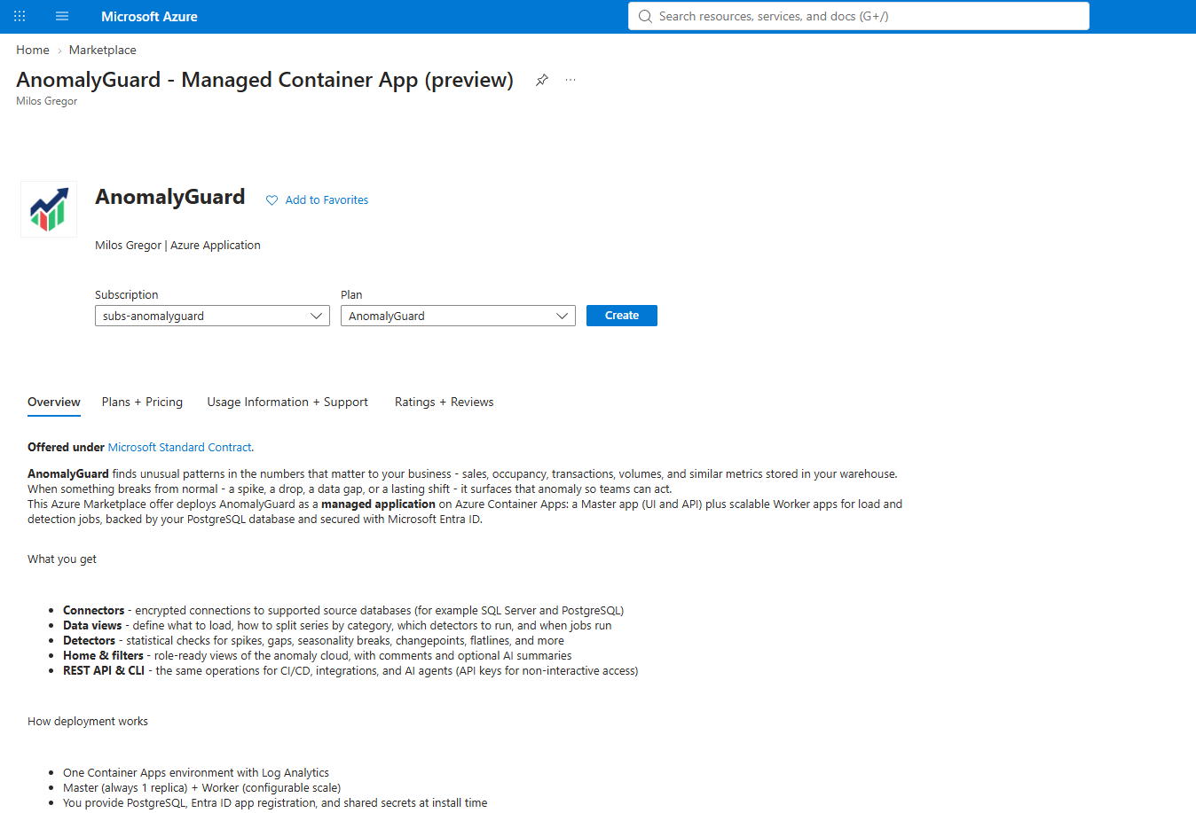 Marketplace offer Overview and Create