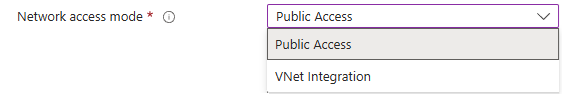 Network access mode — Public Access