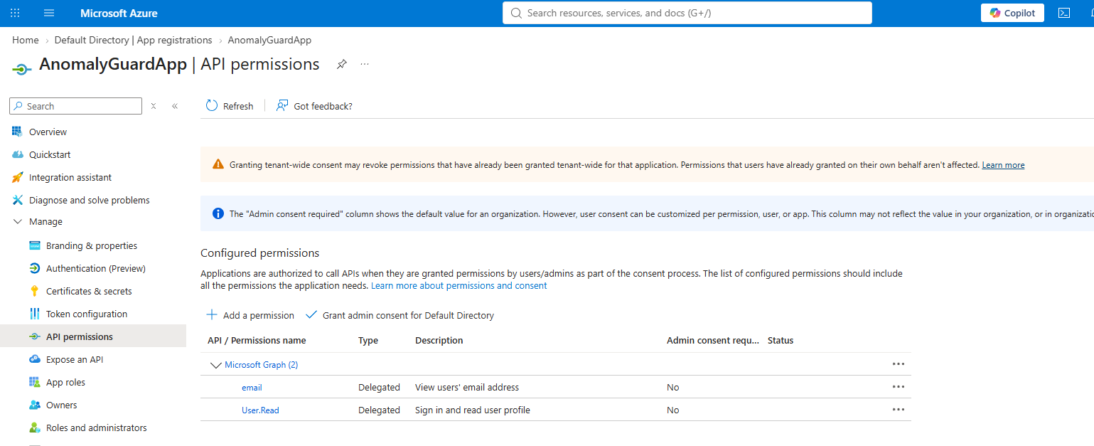 API permissions